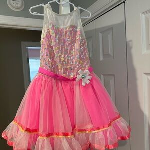 Weissman Pink and White Sequin Dance Costume
